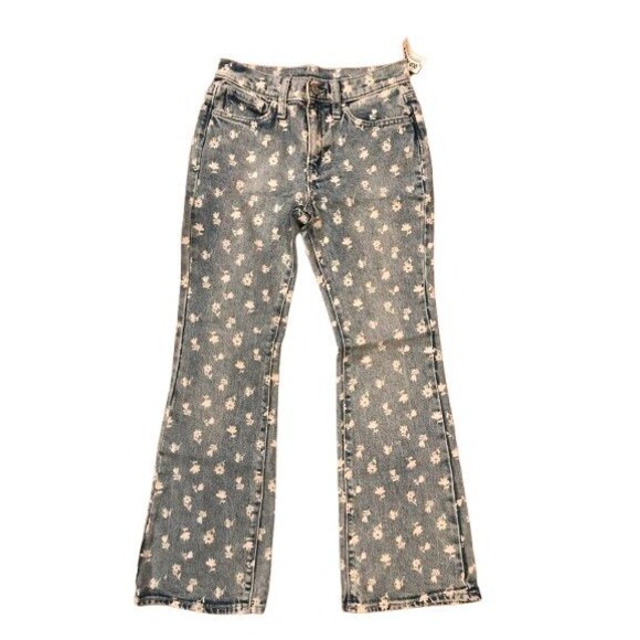 Girl's size 12 Jeans Old Navy High Waisted Print Flare New Adjustable Waistband - Picture 1 of 2